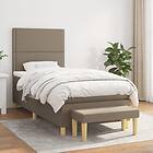 vidaXL Ramsäng med madrass taupe 90x200 cm tyg