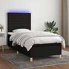vidaXL Ramsäng med madrass & LED svart 80x200 cm tyg