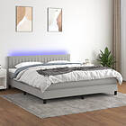 vidaXL Ramsäng med madrass & LED ljusgrå 160x200 cm tyg