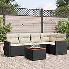 vidaXL Loungegrupp med dynor 6 delar svart konstrotting 3258353