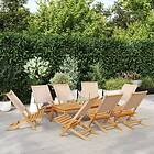 vidaXL Hopfällbara trädgårdsstolar 8 st beige tyg och massivt trä 3214648