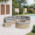 vidaXL Loungegrupp för trädgården 3 delar beige halvrund konstrotting 3262076