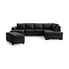 Scandinavian Choice U-soffa Porto med Fotpall Bonded Leather U-Soffa Höger Läder Svart 510791