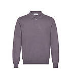 Mango Long-Sleeved Cotton Jersey Polo Shirt Purple