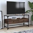vidaXL Tv-bänk med glasskiva brun ek 98x35x51 cm konstruerat trä 846068