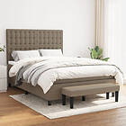 Ramsäng med madrass taupe 140x190 cm tyg