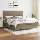 Ramsäng med madrass taupe 180x200 cm tyg
