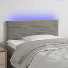 Sänggavel LED ljusgrå 80x5x78/88 cm sammet