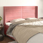 Sänggavel med kanter rosa 183x16x118/128 cm sammet