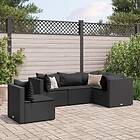 vidaXL Loungegrupp med dynor 5 delar konstrotting svart 3308155