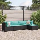 vidaXL Loungegrupp med dynor 5 delar konstrotting svart 3308060