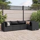 vidaXL Loungegrupp med dynor 5 delar konstrotting svart 3308091