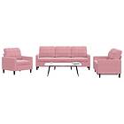 vidaXL Soffgrupp med dynor 3 delar rosa sammet 3278354