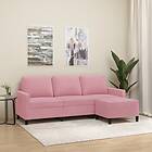 vidaXL 3-sitssoffa med fotpall rosa 180 cm sammet 3201058