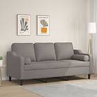 vidaXL 3-sits soffa med prydnadskuddar taupe 180 cm tyg 3200860