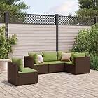 vidaXL Loungegrupp med dynor 5 delar brun konstrotting 3308158