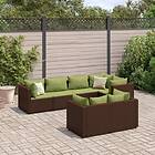 vidaXL Loungegrupp för trädgården med dynor 7 delar konstrotting brun 3308190