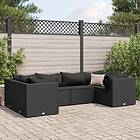 vidaXL Loungegrupp med dynor 6 delar svart konstrotting 3308251