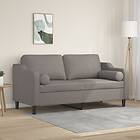 vidaXL 2-sits soffa med prydnadskuddar taupe 140 cm tyg 3200852