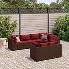 vidaXL Loungegrupp för trädgården med dynor 7 delar konstrotting brun 3308189