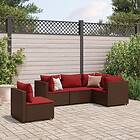 vidaXL Loungegrupp med dynor 5 delar brun konstrotting 3308157