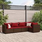 vidaXL Loungegrupp med dynor 5 delar brun konstrotting 3308093