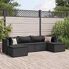 vidaXL Loungegrupp med dynor 6 delar svart konstrotting 3308243