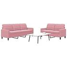 vidaXL Soffgrupp med dynor 2 delar rosa sammet 3278394