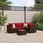 vidaXL Loungegrupp med dynor 5 delar brun konstrotting 3308085
