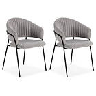 Bobochic Lot de 2 chaises LOU tissu texturé gris clair