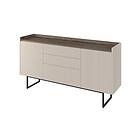 Bobochic Buffet 2 portes 166 cm LOUNA beige et effet bois avec tasseaux et LED