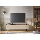 Bobochic Meuble TV 192 cm LOUNA beige et effet bois avec tasseaux et LED