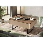 Bobochic Table basse 1 porte 100 cm LOUNA beige et effet bois avec tasseaux et LED