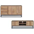 Bobochic Ensemble BERGERAC avec buffet 150 cm meuble TV 140 cm bois massif de manguier