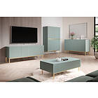 Bobochic Ensemble KASHA avec Meuble TV 200 cm Buffet 4 portes 200 cm Buffet haut 2 portes 100 cm pieds or bleu clair