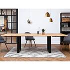 Bobochic Table à manger pieds carrés extensible AWANI Chêne massif et métal 160 2 allonges de 40 cm