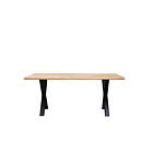 Bobochic Table à manger pieds croix extensible AWANI Chêne massif et métal 180 + 2 allonges de 40 cm