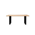 Bobochic Table à manger pieds carrés extensible AWANI Chêne massif et métal 180 + 2 allonges de 40 cm