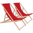 Habitat et Jardin Lot de 2 transat en bois 107 x 56,5 81 cm Rouge