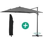 Habitat et Jardin Parasol déporté Alu Sun 3 Carré 3 x 3 m Gris housse de protection