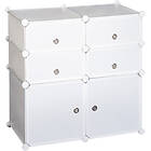 Homcom Armoire étagère à 3 niveaux 6 plastique décoratifs 75L x 37l 73H cm blanc 37L