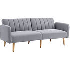 Homcom Canapé convertible 2 places design scandinave dossier inclinable 3 positions pieds bois tissu aspect lin gris