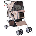 PawHut Poussette buggy pliable pour Marron tissu chiens 600D Oxford imperméable roues 4