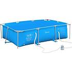 Outsunny Piscine tubulaire hors sol rectangulaire cadre en métal avec filtre 252L x 152l 65H cm bleu 152L