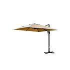 Outsunny Parasol déporté carré inclinable pivotant 360° manivelle piètement acier dim. 2,95L x 2,95l x 2,66H m beige