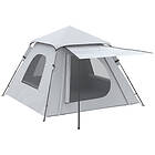 Outsunny Tente de camping automatique pop up 2-3 pers. porche, sac de transport dim. 210L x 210l x 150H cm gris clair