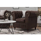 Trademax Chesterfield Deluxe Sofagruppe 3+2-seter+Lenestol+Fotskammel Mørkebrun