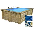 Habitat et Jardin Piscine bois rectangle Caimans 4,10 x 3,00 1,24 m Bâche à bulles 180 µ hiver 280g/m²