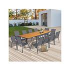 IDMarket Salon de jardin POLY extensible table 135-270 CM et 12 chaises bois et gris foncé