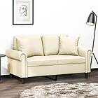 vidaXL 2-sits soffa med prydnadskuddar gräddvit 120 cm konstläder 3200926